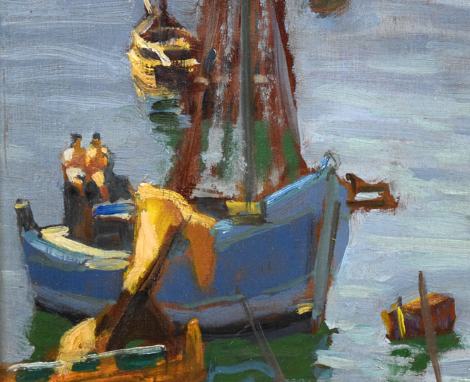 中村善策「八月の師崎港」油絵・F4号 拡大画像1