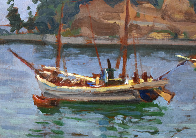 中村善策「八月の師崎港」油絵・F4号 拡大画像2