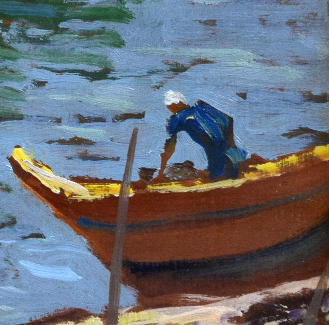 中村善策「八月の師崎港」油絵・F4号 拡大画像4