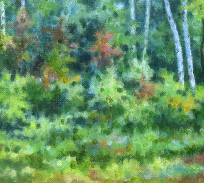 中西尭昭「白樺林」油絵・P6号 拡大画像3