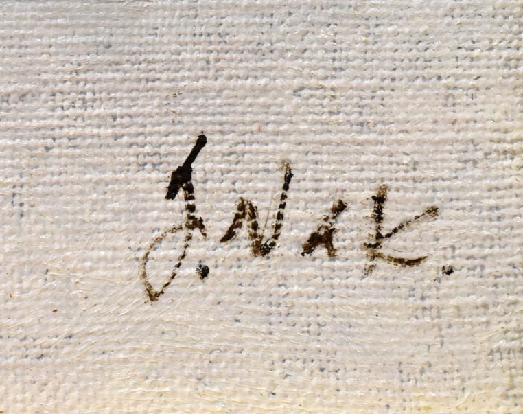 中山爾郎「雪かげり」油絵・F6号　サイン部分