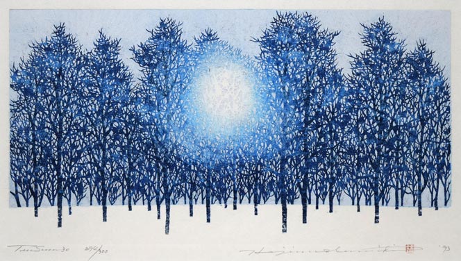 並木一「Tree Scene 30」木版画 作品全体拡大画像