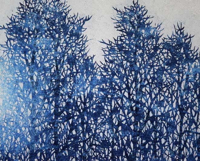 並木一「Tree Scene 30」木版画 拡大画像2