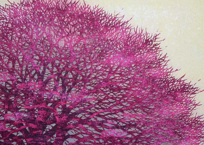 並木一「Tree Scene 60」木版画 拡大画像1