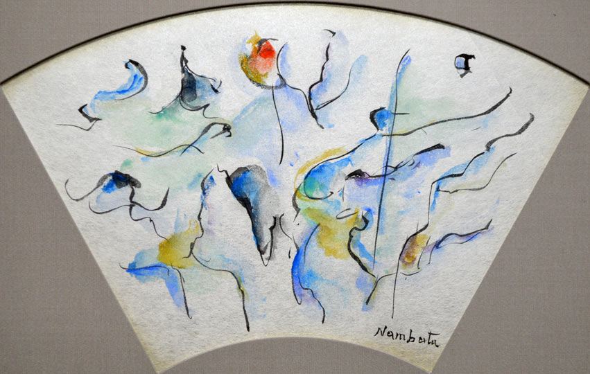 難波田龍起「野」水彩画 拡大部分