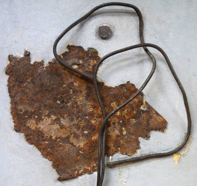 難波田龍起「鉄片コラージュB」1995年作 拡大部分1