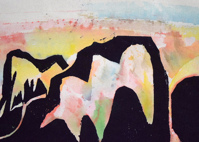 成田泰明「蓬莱のお山」木版画に手彩色　拡大画像4