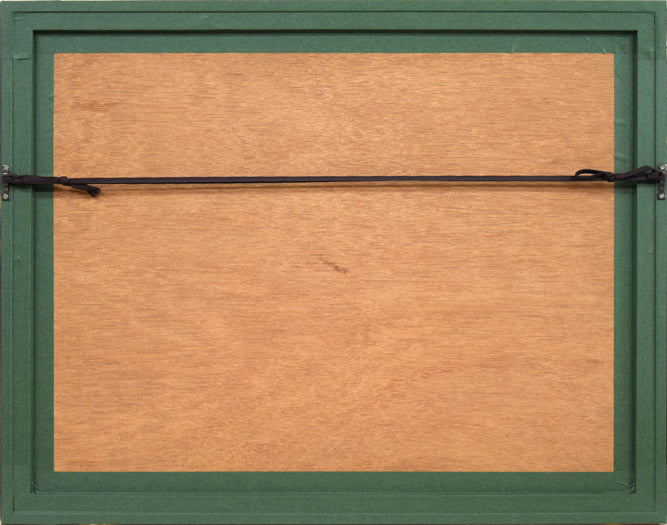 成田泰明「蓬莱のお山」木版画に手彩色 額縁裏側画像