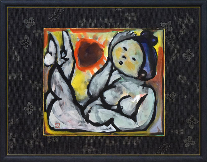 成田泰明「裸婦」墨彩画