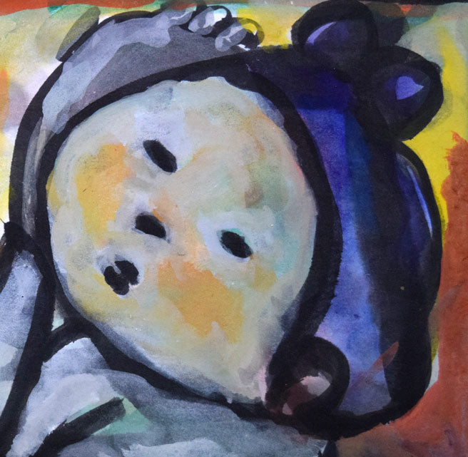 成田泰明「裸婦」墨彩画 拡大画像2