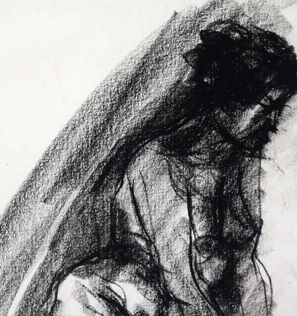二部黎「裸婦像」コンテ素描 拡大画像1