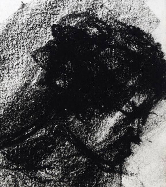 二部黎「裸婦像」コンテ素描 拡大画像2