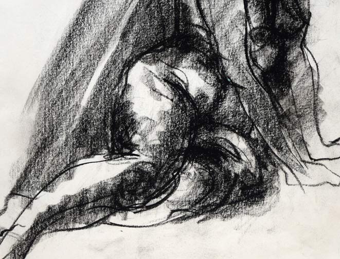 二部黎「裸婦像」コンテ素描 拡大画像3