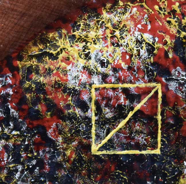 西田靖郎「Eclipse(日食)」油絵・F4号 サイン部分拡大画像