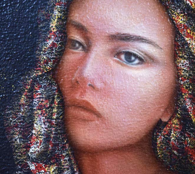 西田靖郎「Eclipse(日食)」油絵・F4号 拡大画像1