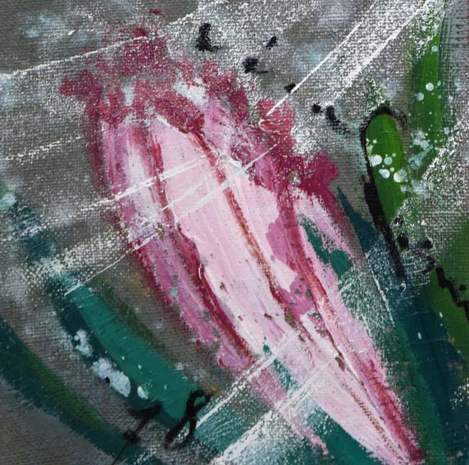 西村計雄「月と南の花」油絵・仏F3号 拡大画像3