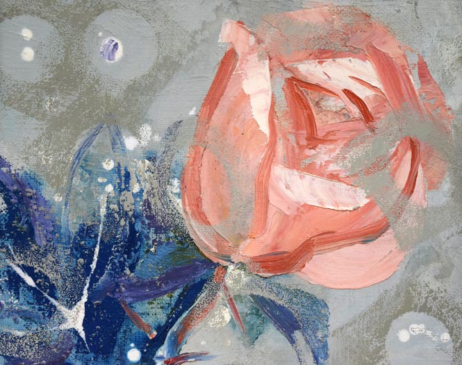 西村計雄「ばら」油絵・仏F1号 拡大画像1