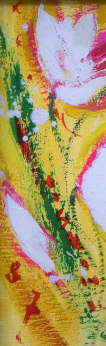 西村計雄「花」油絵(縦13×横9.2cm) サイン・年記(1987年作)拡大部分