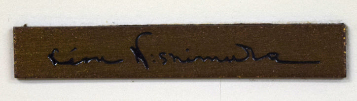 西村計雄「花」油絵(縦13×横9.2cm) プレート拡大部分