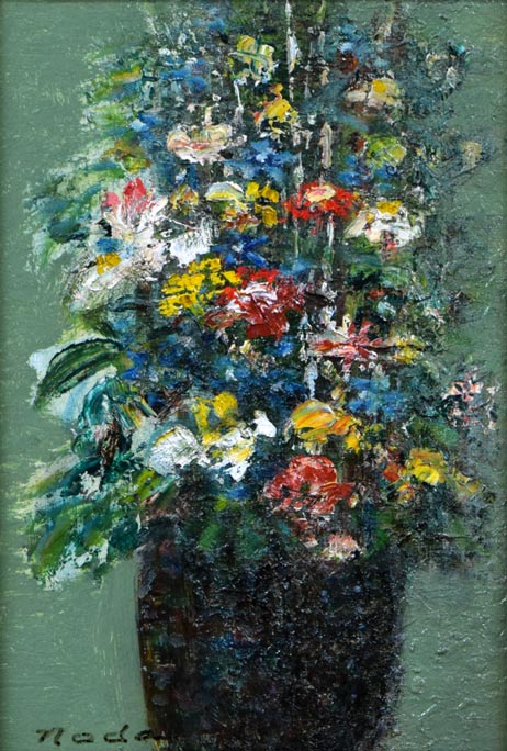 野田典男「花A」油絵・SM 拡大部分