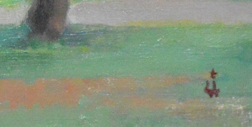 能勢真美「秋日(北大)」油絵・F8号・1943年作 サイン部分