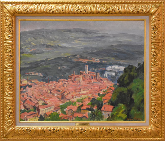 野崎利喜男「グラース展望(南仏)」油絵・F20号