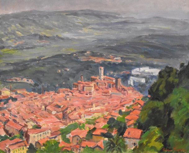 野崎利喜男「グラース展望(南仏)」油絵・F20号 作品全体拡大画像