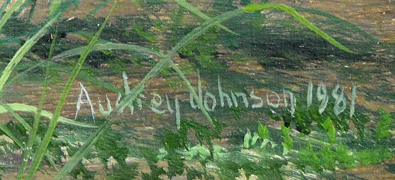 オードリー・ジョンソン「シー・キャンピオン」テンペラ画・3号 サイン部分