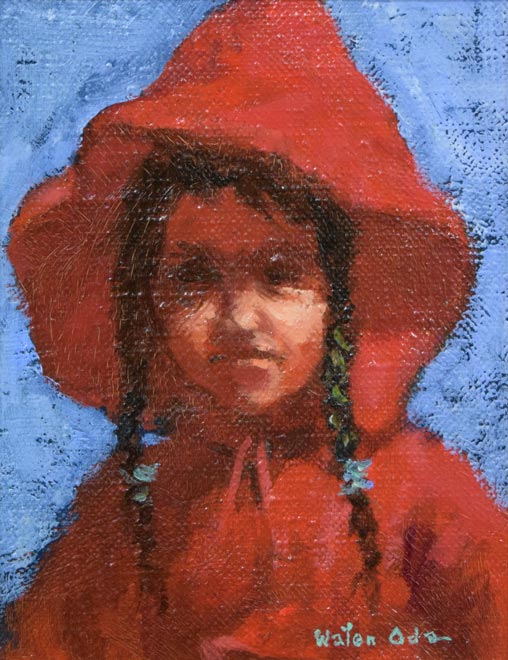 小田和典「ベドウィンの少女」油絵・F0号 作品全体拡大画像