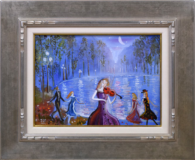 織田広比古「水辺の音楽」油絵・F4号