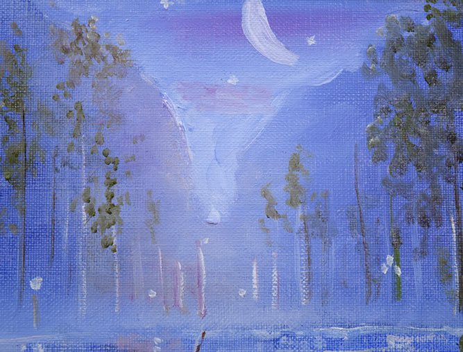 織田広比古「水辺の音楽」油絵・F4号 拡大画像1