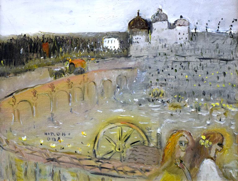 織田広喜「コルドバ川岸風景(イスパニア)」油絵・F6号 作品全体拡大画像