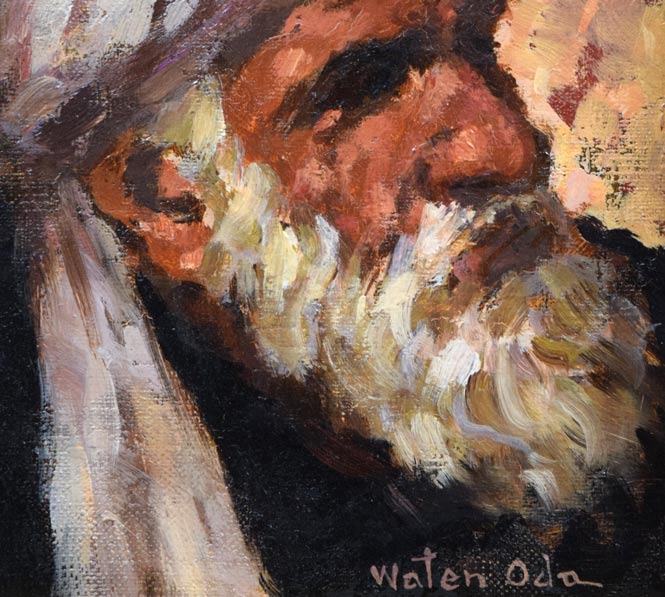 小田和典「バザールの老人」油絵・F0号 拡大画像2