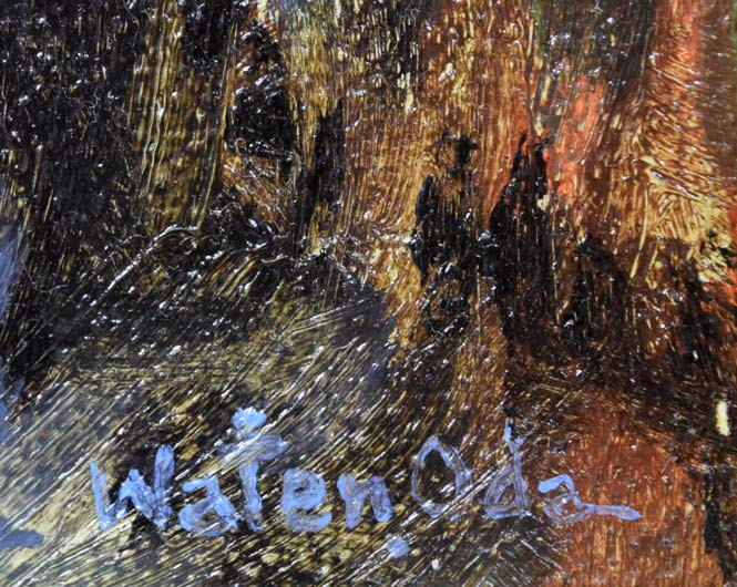 小田和典「ジュータン売り」油絵・F0号 サイン拡大画像