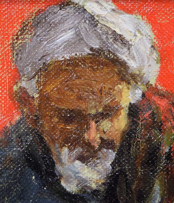 小田和典「ジュータン売り」油絵・F0号 拡大画像1