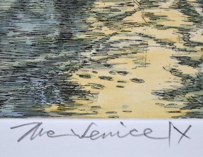 織田義郎「The Venice Ⅳ」銅版画に手彩色 タイトル拡大画像