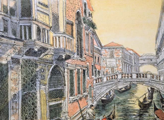 織田義郎「The Venice Ⅳ」銅版画に手彩色 拡大画像1