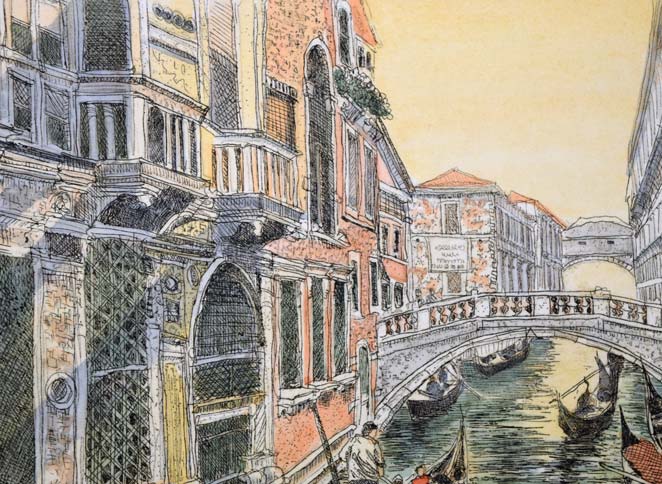 織田義郎「The　Venice　Ⅳ」銅版画に手彩色　拡大画像1