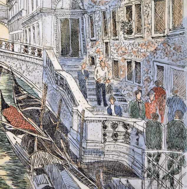 織田義郎「The　Venice　Ⅳ」銅版画に手彩色　拡大画像3