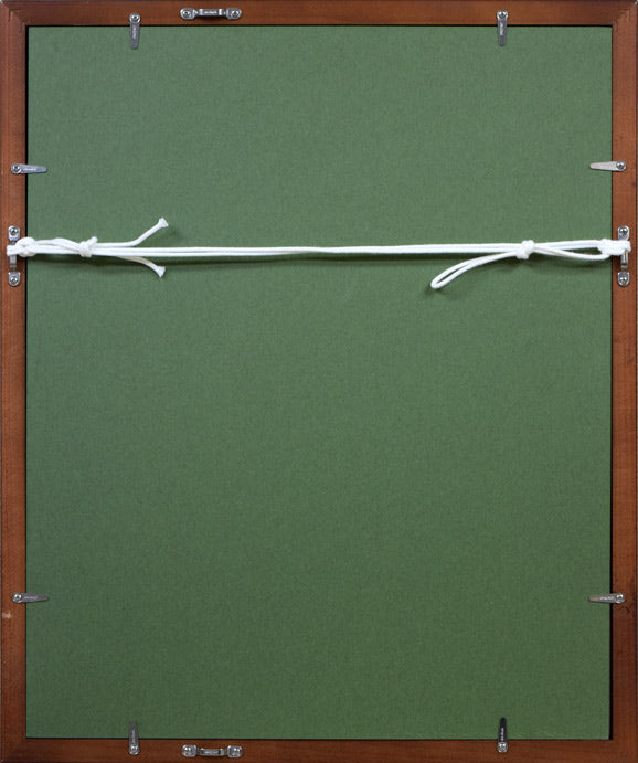 小川博「大正池より穂高」日本画・色紙 額縁裏側部分