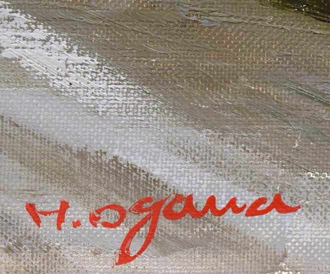 小川久雄「女子修道院(函館・湯の川)」油絵・F6号 サイン拡大画像