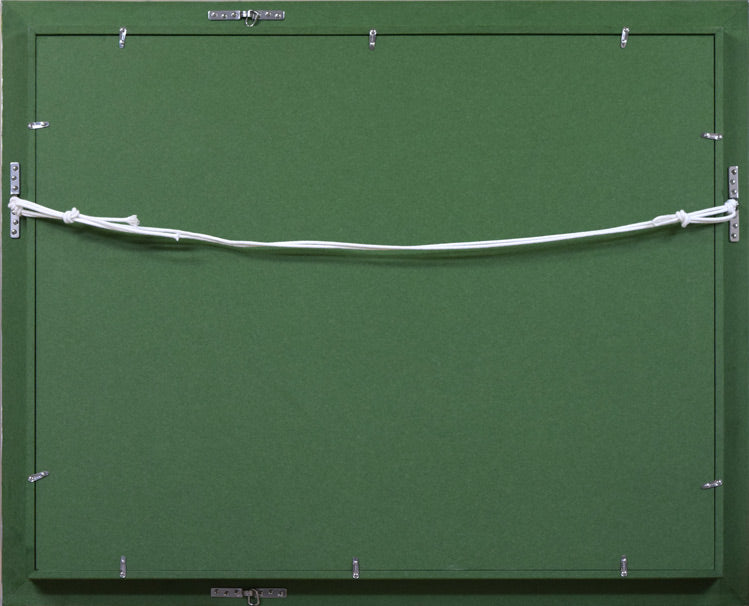 小川マリ「芙蓉と果物」油絵・P15号 額縁裏側部分