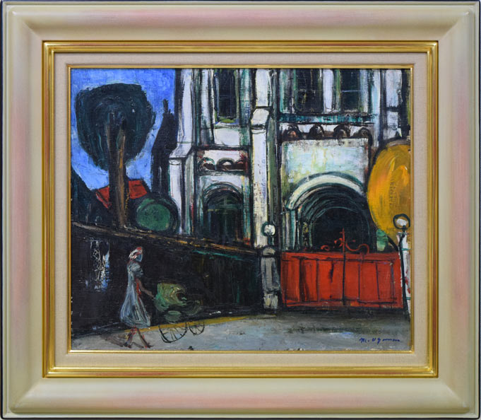 小川緑「天主堂」油絵・F8号