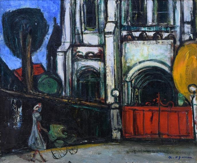 小川緑「天主堂」油絵・F8号 作品全体拡大画像