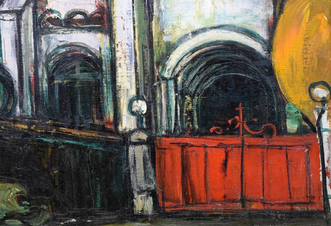 小川緑「天主堂」油絵・F8号 拡大画像3