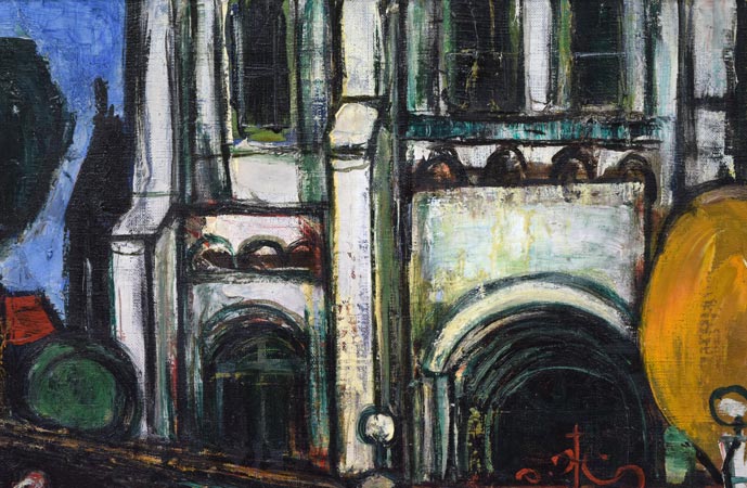 小川緑「天主堂」油絵・F8号 拡大画像1