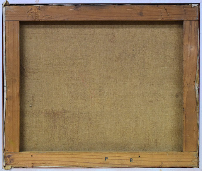 小川緑「天主堂」油絵・F8号 キャンバス裏側画像