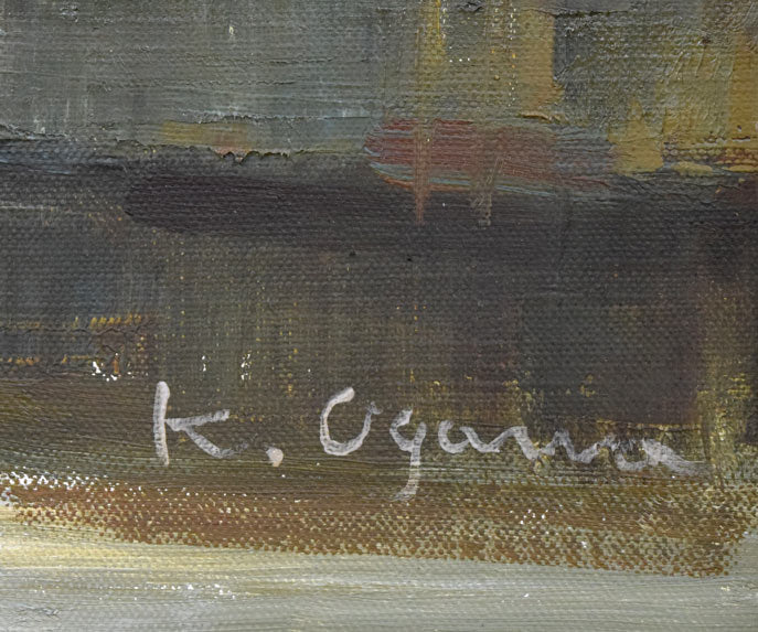 小川清「ヨットのある埠頭(小樽)」油絵・F10号 サイン拡大画像