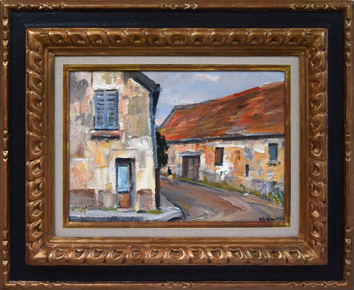 荻須高徳「イルドフランスの農場」油絵・F4号