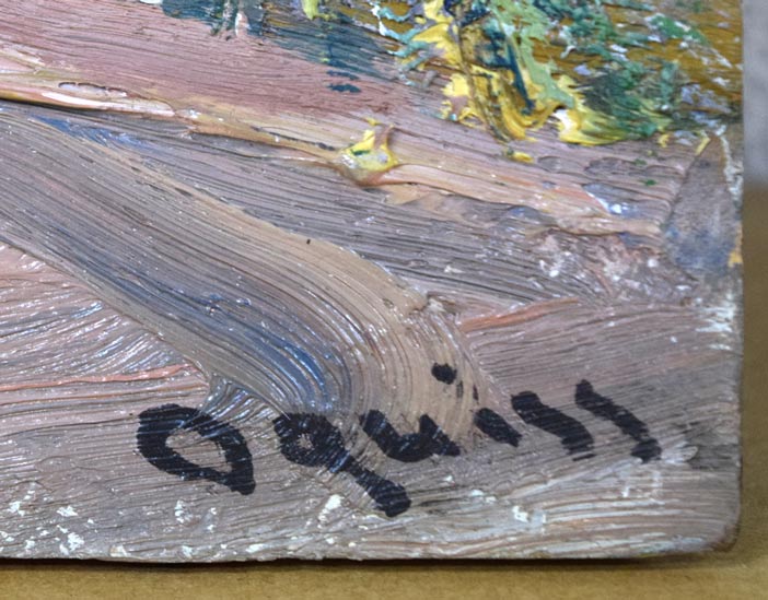 荻須高徳「イルドフランスの農場」油絵・F4号 サイン拡大画像